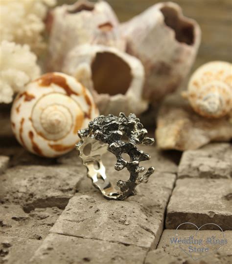 Coral Ring Unusual Sterling Silver Ocean Ring Ocean Inspired Etsy