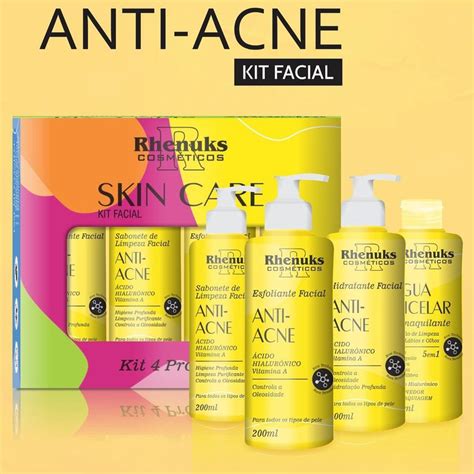 Kit Skin Care Facial Anti Acne 4 itens Rhenuks Cosméticos