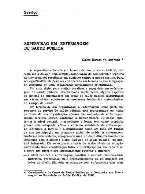 PDF SUPERVISÃO EM ENFERMAGEM DE SAÚDE PÚBLICA