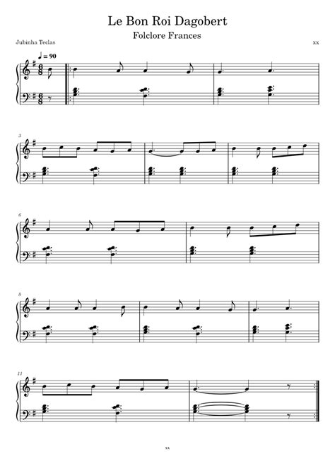 Le Bon Roi Dagobert Sheet Music For Piano Solo Easy Musescore