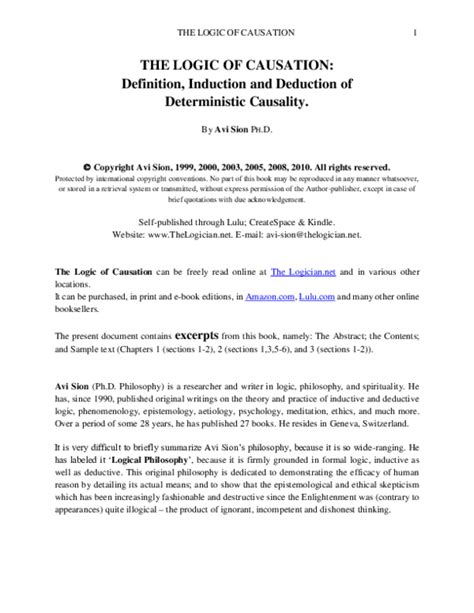 Pdf The Logic Of Causation Excerpts Avi Sion