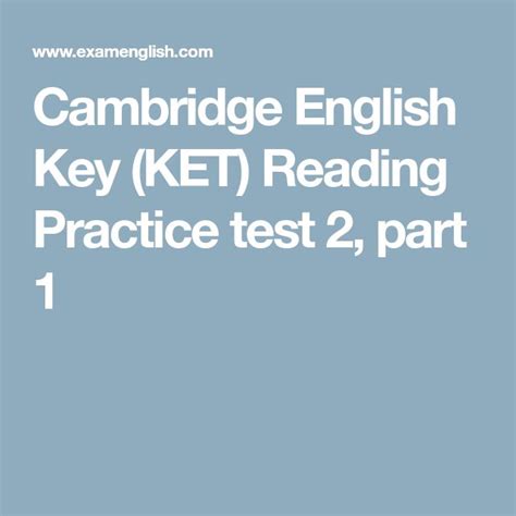 Cambridge English Key Ket Reading Practice Test 2 Part 1 Reading