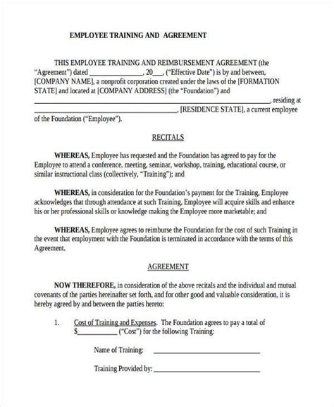 Free 8 Training Agreement Forms In Pdf Ms Word