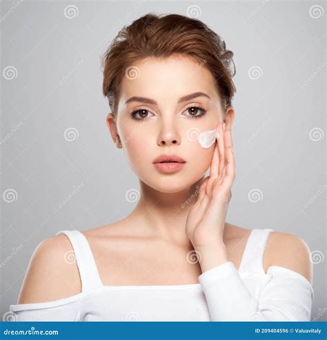 Beautiful Face Of Young Caucasian Woman With Perfect Healthy Skin Pretty White Model Caring