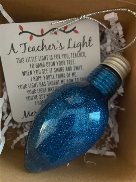 A Teachers Light Light Bulb T Ornament 4 Inch Plastic Light Bulb Christmas Ornament Etsy