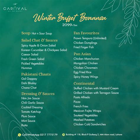 The Carnival Buffet Menu With Prices 2024 | Ramadan and Sehri Deals ...