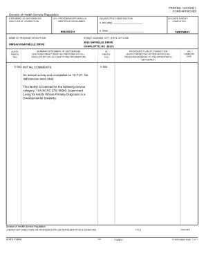 Fillable Online Fillable Online Statement Of Deficiencies And Plan Of