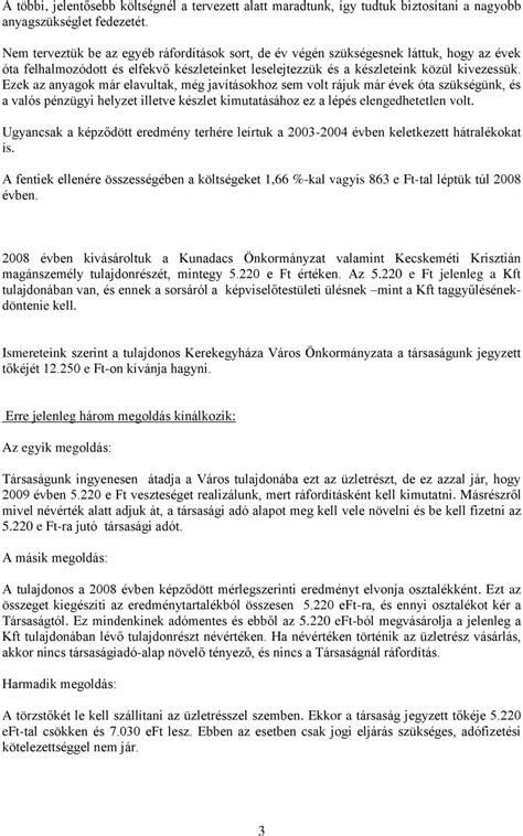 ELŐTERJESZTÉS Kerekegyháza Város Képviselő testületének 2009 május 27