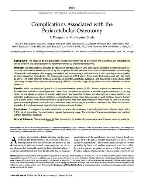 (PDF) Complications associated with the periacetabular osteotomy: a ...