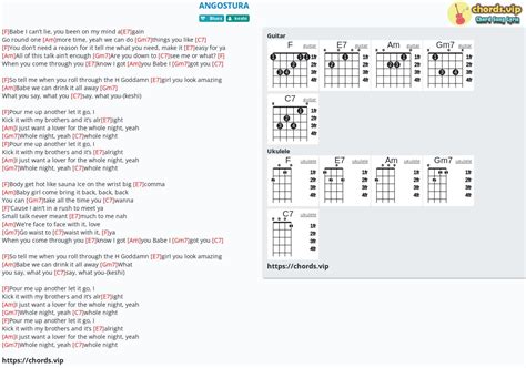 Chord: ANGOSTURA - tab, song lyric, sheet, guitar, ukulele | chords.vip