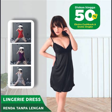 Jual Lingerie Dress Sexy V Neck Model Renda Tanpa Lengan Serat Gf