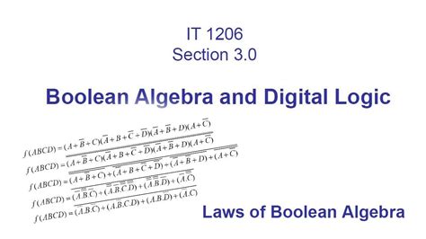 It 1206 Section 3 Boolean Anddigital Logic Lows And Logic Equations K Maps Youtube