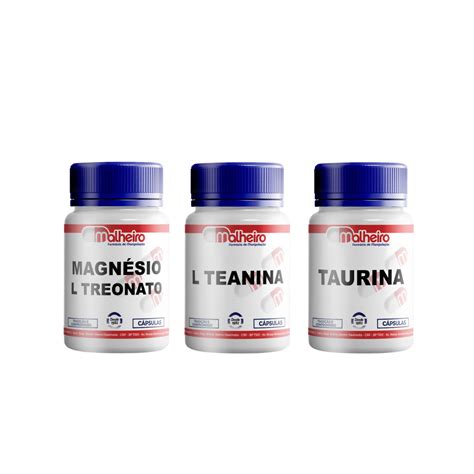 Magnésio L Treonato 350 mg 60 cápsulas Taurina 500 mg 60 Cápsulas L