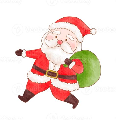 Acuarela Personaje De Papa Noel Claus Png