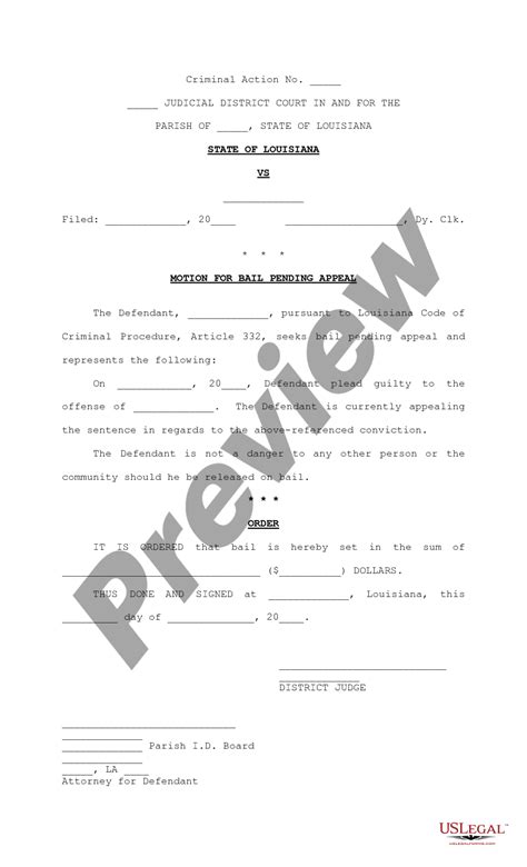 Motion For Bail Pending Appeal Form Us Legal Forms