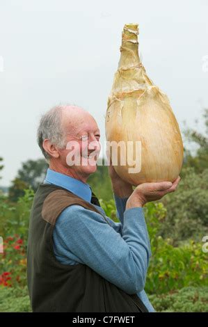 Peter Glazebrook World Record Onion Mammoth Onion Ailsae Kelsae Stock