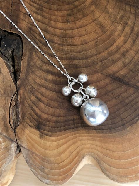 Highly Polished Sterling Silver Balls Drop Pendant Etsy