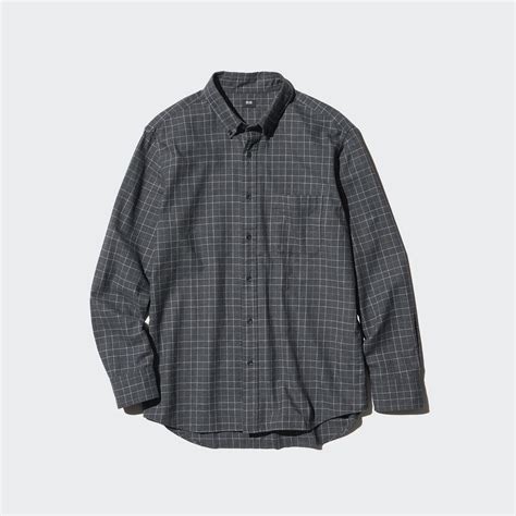 Flannel Regular Fit Checked Shirt Button Down Collar Uniqlo Eu