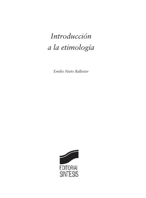 Pdf Introducci N A La Etimolog A Editorial S Ntesis Reservados