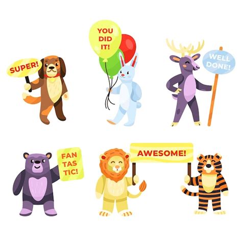 Free Vector | Cartoon great job stickers collection