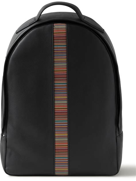 Paul Smith Striped Leather Backpack Black Paul Smith