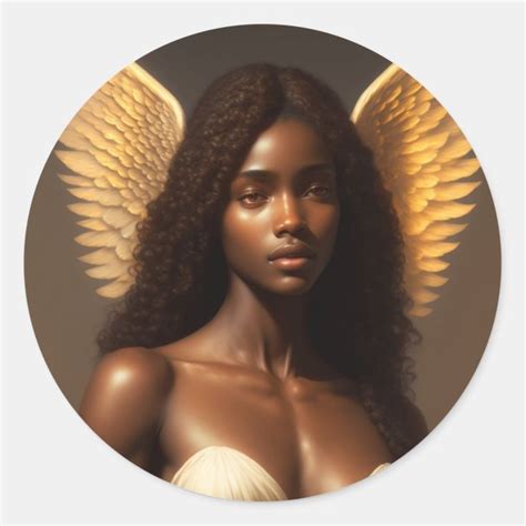 Black Angel Artwork Ethereal Angelcore Aesthetic Classic Round Sticker Zazzle Black Angels