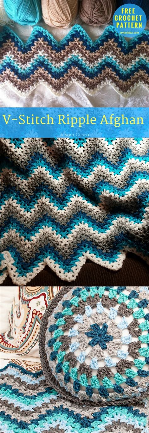 V Stitch Ripple Afghan Crochet Pattern And Tutorial Free Styles Idea