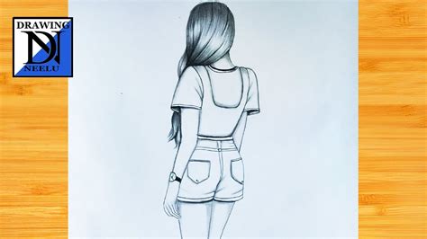 Easy Way To Draw Girl Backside Jeans And Top Pencil Drawing Tutorial