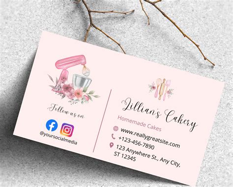 Bakery Business Card Template Custom Business Card Editable Printable