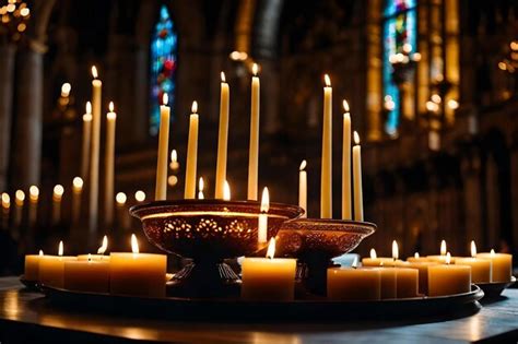 Premium Ai Image A Church With A Bunch Of Candles That Have The Word