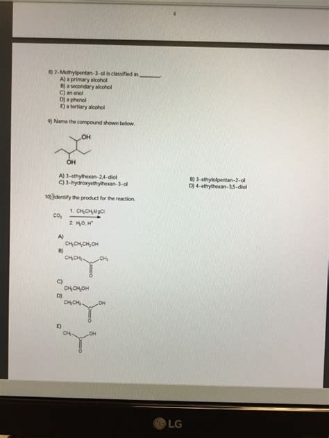 Solved S 2 Methylpentan 3 Ol Is Classified As A A Primary
