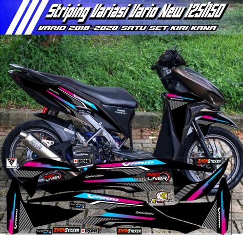 Sticker Honda Vario New 125 150 Variasi Striping List Simple Elegan Honda Racing Vario 2018 2020