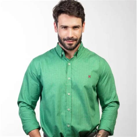 CAMISA MASCULINA TXC XADREZ VERDE E BRANCO MANGA LONGA 2552L Moda