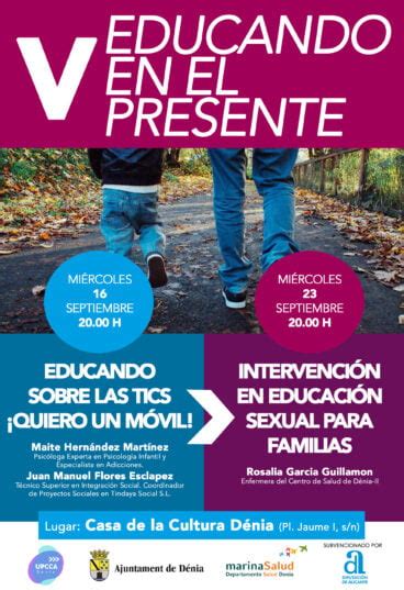 Cartel Educando en el presente Dénia