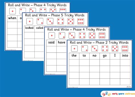 Roll And Write Phase 2 Tricky Words Download Resource Early Years