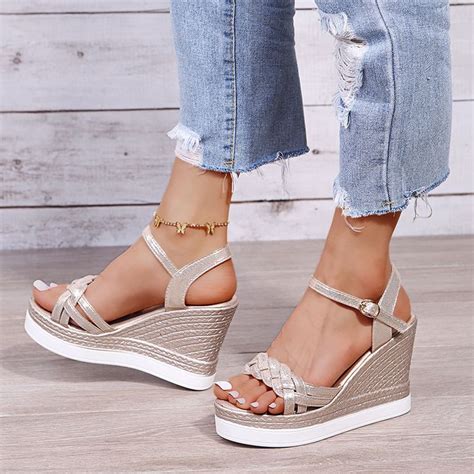 Women Summer Wedge Heel Sandals Platform Sandals Strap Open Toe On