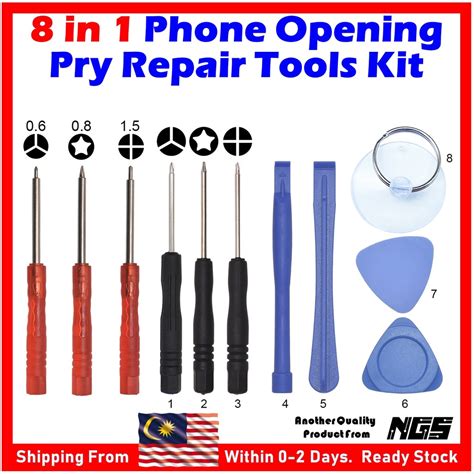 Universal 8 In 1 Mobile Phone Opening Pry Repair Screwdrivers Tools Kit