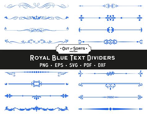 Royal Blue Text Dividers Blue Decorative Ornaments Blue Page Dividers