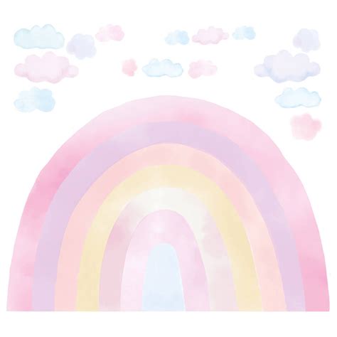 Paper Crew - Large Pink Rainbow & Clouds Wall Sticker