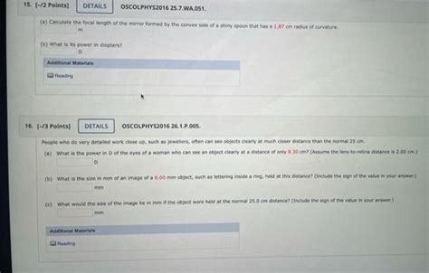Solved 15 2 Points DETAILS OSCOLPHYS2016 25 7 WA 051 Chegg