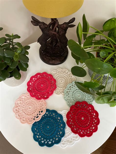 Handmade Drink Crochet Patterns Funny Floral Cute Coasters - Etsy