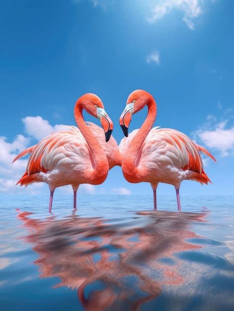 Premium AI Image Photo Of Two Flamingos Standing Next To Each Other