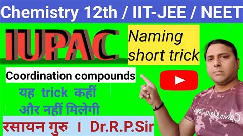 IUPAC Nomenclature Of Coordination Compounds Class 12th IIT JEE