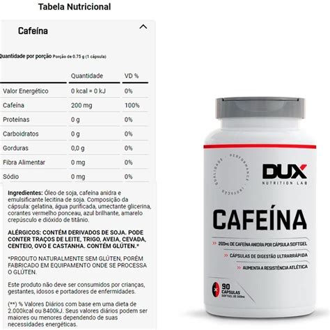 Cafeína Pro Cápsula Pote 90 Softgels Dux Nutrition Cafeína Dux