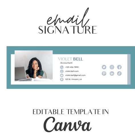 Canva Template Professional Email Signature Editable Customizable