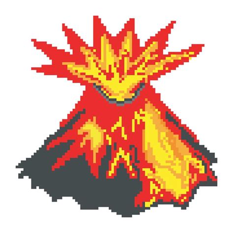 Pixel art with volcano mountain. 11508051 Vector Art at Vecteezy