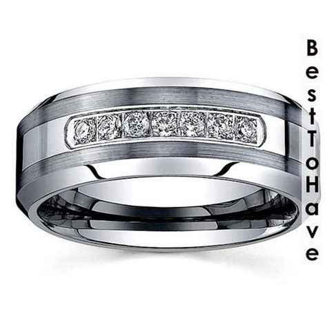 Mens Tungsten Carbide Wedding Engagement Band Ring 8mm