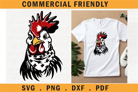 Funny Chicken Svgrooster Head Svgchicken Head Bandana Svg