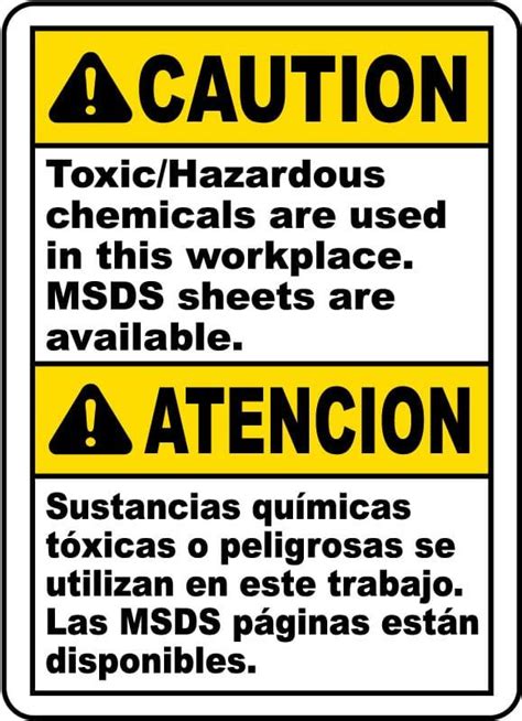 A Bilingual Caution Toxic Hazardous Chemical Sign Has Official ANSI