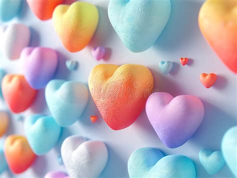 A Wall Of Colorful Heart Shaped Objects Stock Image Image Of Cotton